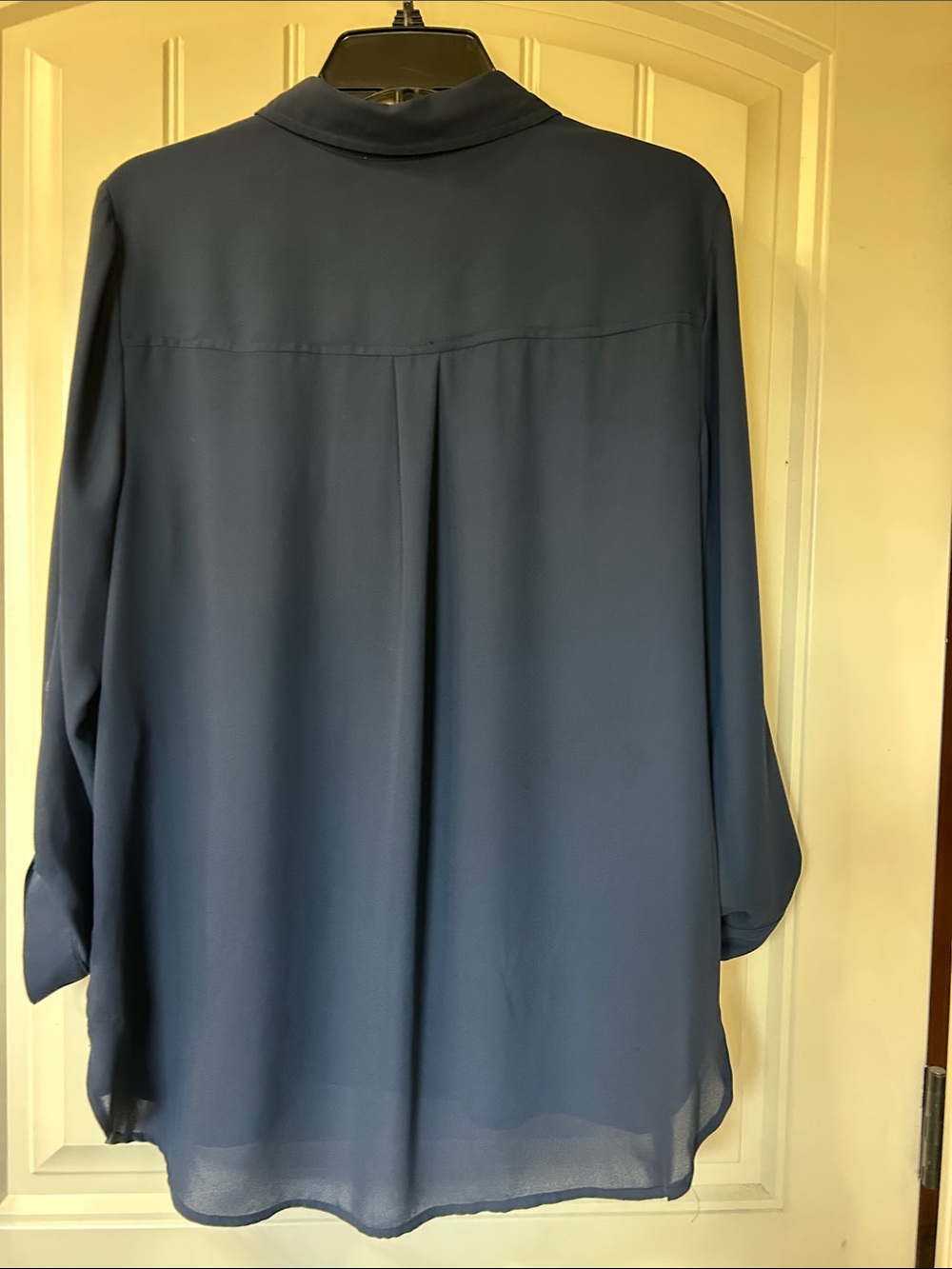 Michael Kors Navy Blue Zip-Pocket Blouse Size Large - Picture 5 of 7